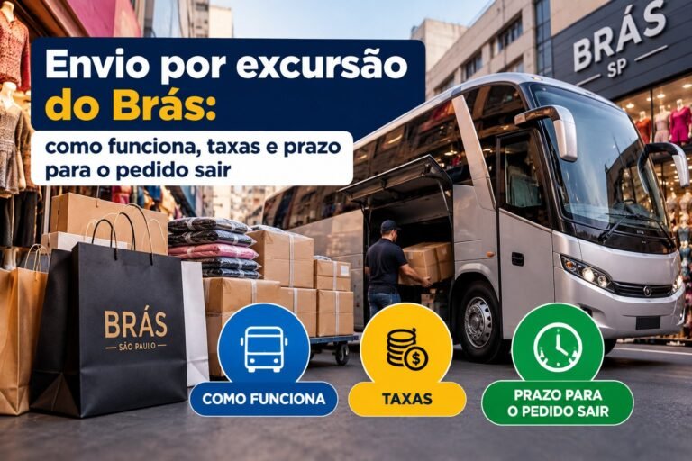 Envio por excursão do Brás: ônibus de excursão recebendo pedidos de atacado no Brás, em São Paulo